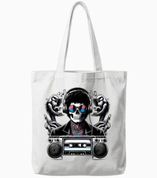 Retro Rythm Tote Bags - White