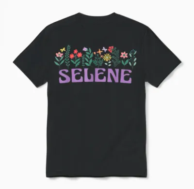 Wildflower Floral Selene Name Mother's Day Women's T-Shirt, White, S Unisex T-Shirt - Black