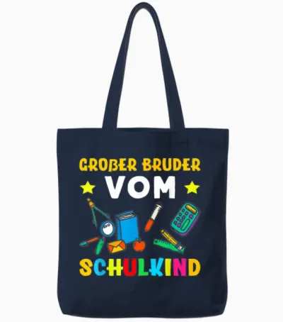 Großer Bruder Vom Schulkind 1. Klasse Einschulung Schulstart Tote Bags - Navy