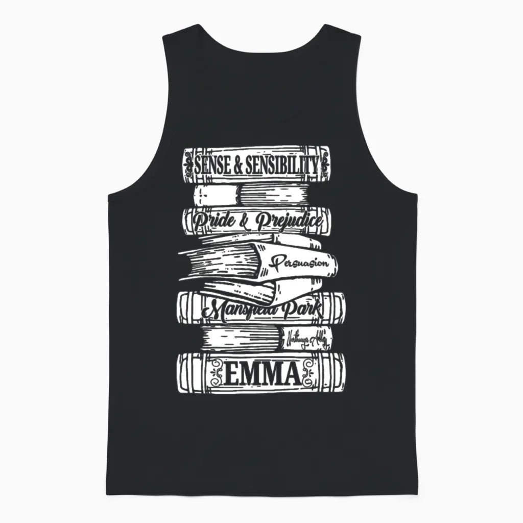 Jane Austen Vintage Book Club Mr Unisex Tank Top in Black