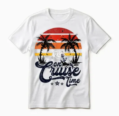 On Cruise Time Coconut Tree Graphic Summer Vacation Cruising Unisex T-Shirt - White