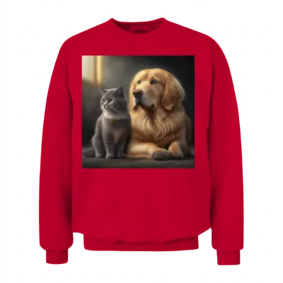 Dog and Cat Unisex Sweatshirt - Red