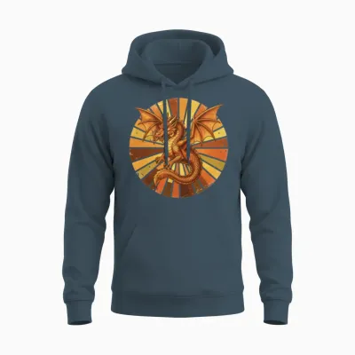 Solar Dragon Sunset Circle Unisex Hoodie - Dark Heather