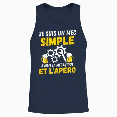 Simple Guy J'aime Meçanique Apèro Mechanic Humour Mechanic T-Shirt, Black, S Unisex Tank Top - Navy