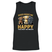 Dogs Make Me Happy Black Yellow and Brown Dog Unisex Tank Top - Black – 2