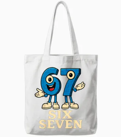 67 Six Seven 6-7 Funny Italian Brain Red Gaming Meme Tote Bags - White