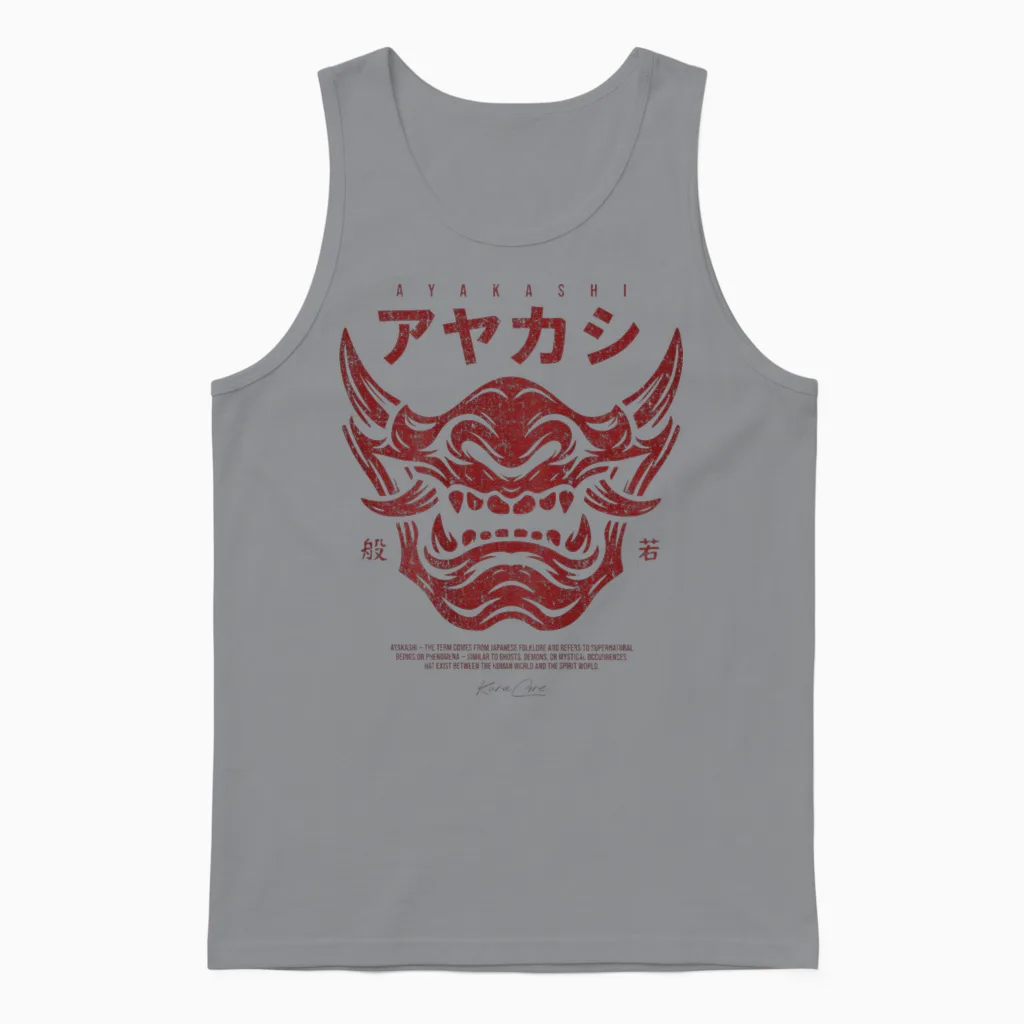 Backprint Japanese Streetwear Y2k Techwear Anime Cyberpunk Unisex Tank Top in Sport Grey