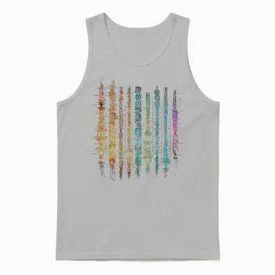 Buntes Kunsttext-Grafikmotiv Unisex Tank Top - Ash