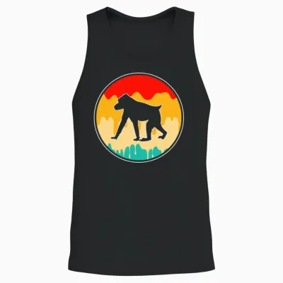 Monkey Retro Unisex Tank Top - Black