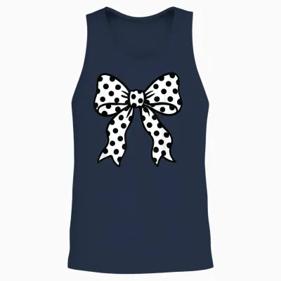 Coquette Polka Dot Bow Black and White Aesthetic Unisex Tank Top - Navy