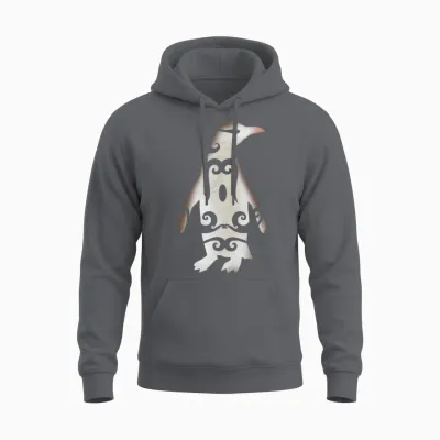 Maori Hoiho Yellow-Eyed Penguin Tribal Tattoo Gift Unisex Hoodie - Charcoal