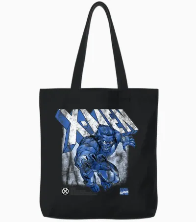Marvel X-Men Beast T-Shirt, Grey, S Tote Bags - Black