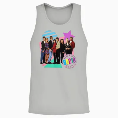 Beverly Hills 90210 Retro T-Shirt Für Erwachsene - Unisex - Multicolored - S - Klein - Eu - Rundhals-Ausschnitt - Halbarm - Klassische Passform - Imported - Retro-Poster-Design Unisex Tank Top - Ash