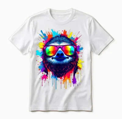 Faultier Bunt & Künstlerisch Pop Art, Faultier Mit Sonnenbrille Unisex T-Shirt - White