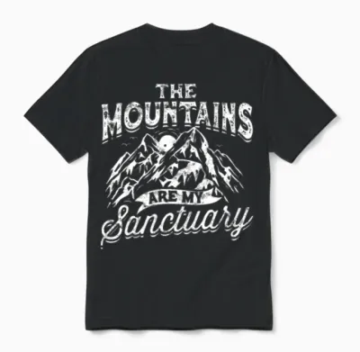 The Mountains Are My Sanctuary - Hiking Unisex T-Shirt - Black