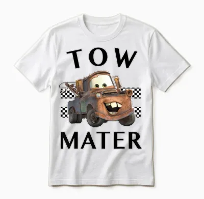 Disney Pixar Cars Tow Mater Finish Graphic Unisex T-Shirt - White