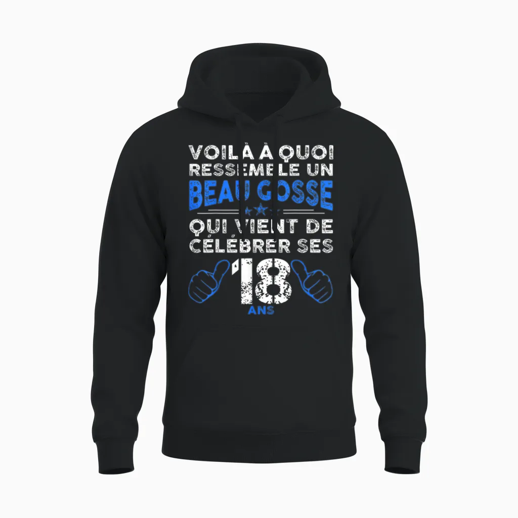 Birthday 18 Years Boy Funny | Anniv 18 Years T-Shirt, Black, S Unisex Hoodie in Black