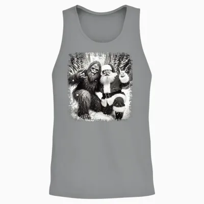 Santa with Bigfoot Christmas Lights Funny Sasquatch Believe Unisex Tank Top - Sport Grey