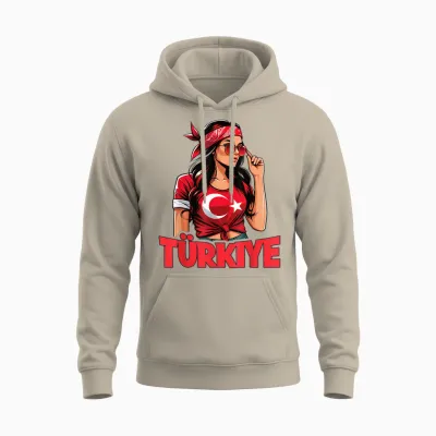 Türkei Flagge Frau Sonnenbrille Mädchen Türkiye Unisex Hoodie - Sand