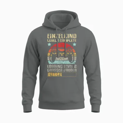 Einzelkind Level 1 Complete Loading Level 2 Grosser Bruder Unisex Hoodie - Graphite Heather