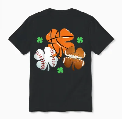 St Patricks Day Shamrock Basketball Baseball Irish Boys Men Unisex T-Shirt - Black