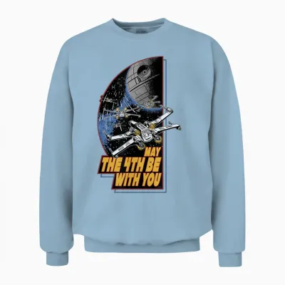 Star Wars Day May the 4th Be with You Vintage Space Battle Unisex Sweatshirt - Light Blue