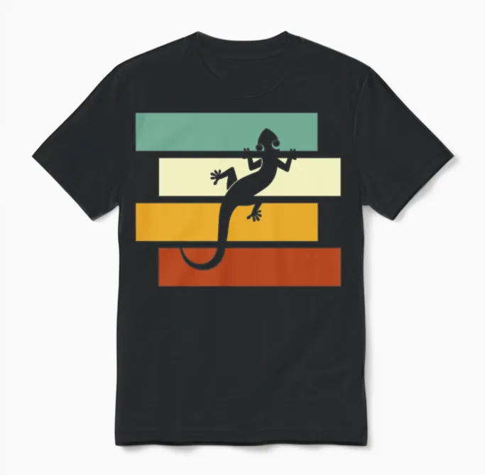 Lizard Retro Reptiles & Exotics Gift Unisex T-Shirt in Black