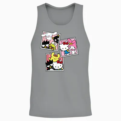 Hello Kitty and Friends Photo Booth Fun Short Sleeve Unisex Tank Top - Sport Grey