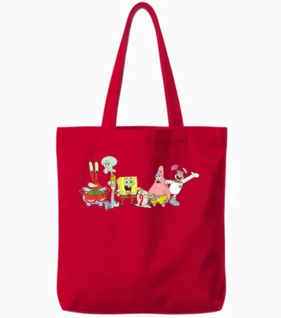 Sponge Bob Cast Group Tote Bags - Red