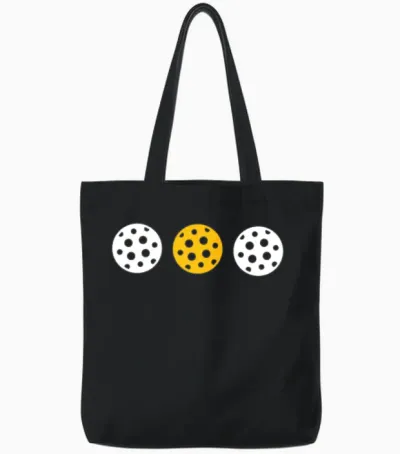 Pickle Ball Gift - 3 Ball Pickleball Tote Bags - Black