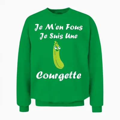 Humour Vegetables Je M'en Fous Je Suis Une Courgette T-Shirt, Black, S Unisex Sweatshirt - Irish Green