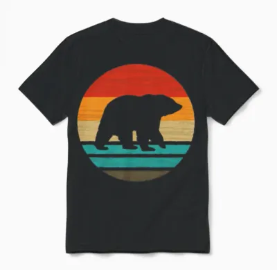 Bear Retro Style Vintage Unisex T-Shirt - Black