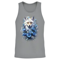 Beautiful Blue Fox Flower Design . Cute Fox Unisex Tank Top - Sport Grey – 2