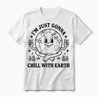 Chill with Earth Retro Unisex T-Shirt - White