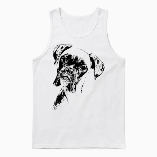 Boxer Dog Face Product - Dog Lovers Boxer Dog Unisex Tank Top in White