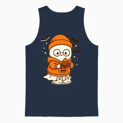 Kawaii Halloween Cupcake Keeper Unisex Tank Top - Navy