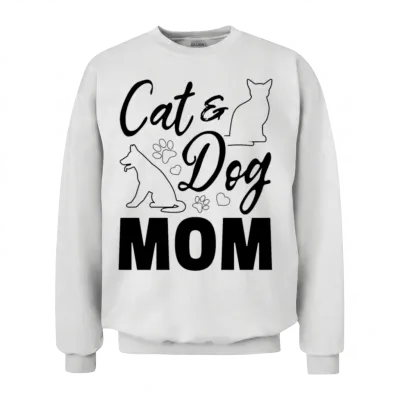 Dog Cat Mama Dog Mama Dog Lover - Cat & Dog Mom Unisex Sweatshirt - White