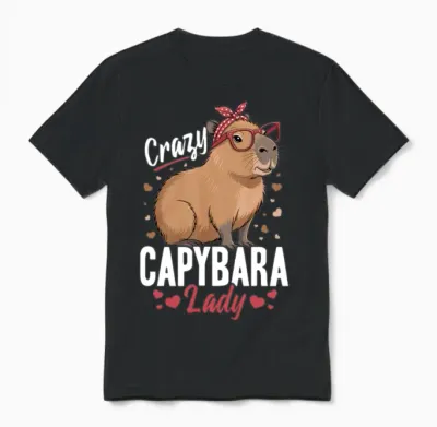 Funny Capybara Unisex T-Shirt - Black