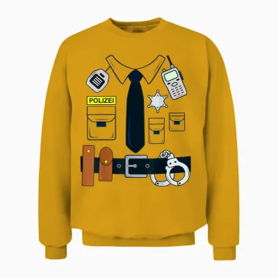 German Police Uniform Policeman Fancy Dress Police Costume T-Shirt, Blue Unisex Sweatshirt - Gold