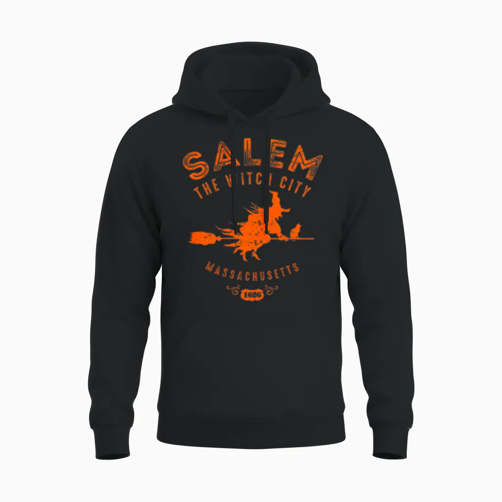 Halloween Salem the Witch City Unisex Hoodie in Black