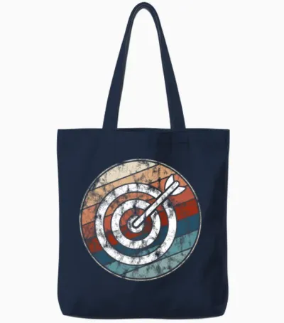 Retro Archery Bullseye Tote Bags - Navy