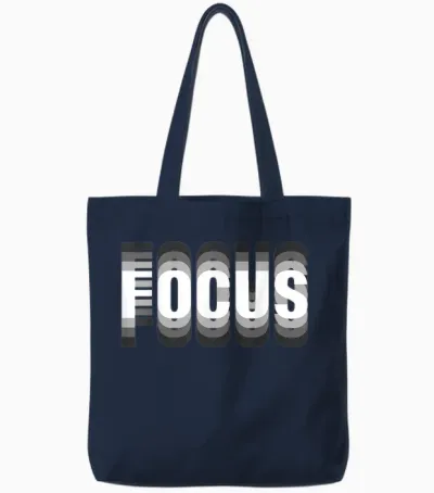 Focus Cool Trippy Optical Illusion T-Shirt, Black Tote Bags - Navy