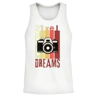 Pixel Dreams Retro Camera Design Unisex Tank Top - White – 2