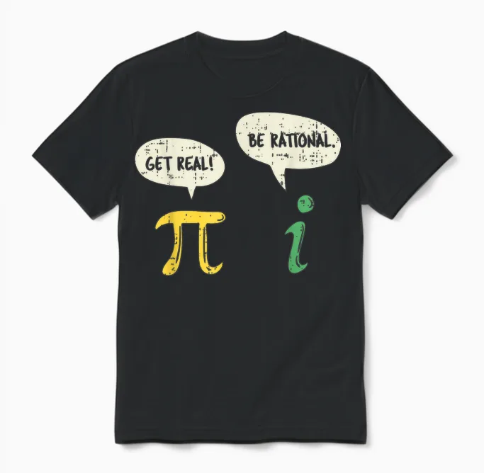 Funny Get Real Be Rational Shirt Pi Math Teacher Geek Gift Unisex T-Shirt in Black