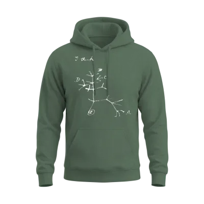 Darwin I Think Tree (white) Unisex Hoodie - Military Green