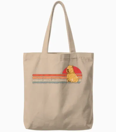 Capybara Retro Vintage Tote Bags - Natural