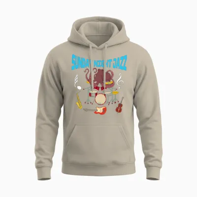 Funny Octopus Sunday Night Jazz Unisex Hoodie - Sand