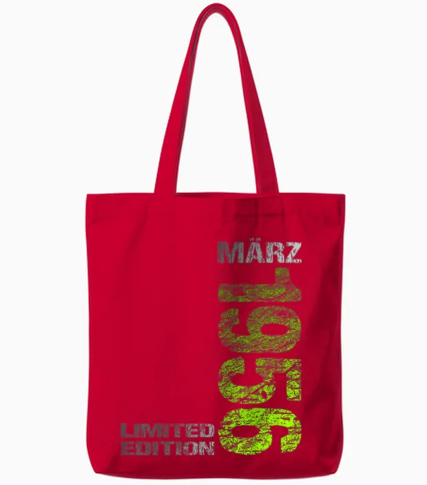 März 1956 Mann Frau 70. Geburtstag Limited Edition Tote Bags in Red