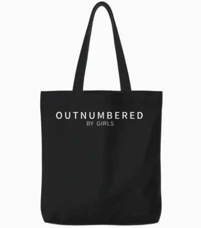 Outnumbered by Girls Funny Dad of Daughters Father's Day Tote Bags - Black