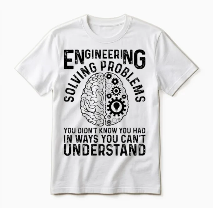 Engineer Engineering Gear Brain Technician Enginee Unisex T-Shirt in White